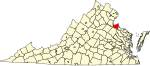 Map of Virginia highlighting King George County